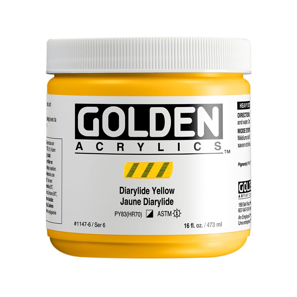 Acrylique Golden jaune diarylide peinture épaisse 473ml beaux-arts