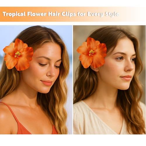 3 Pack Pinzas para cabello con flores hawaianas miniatura 6