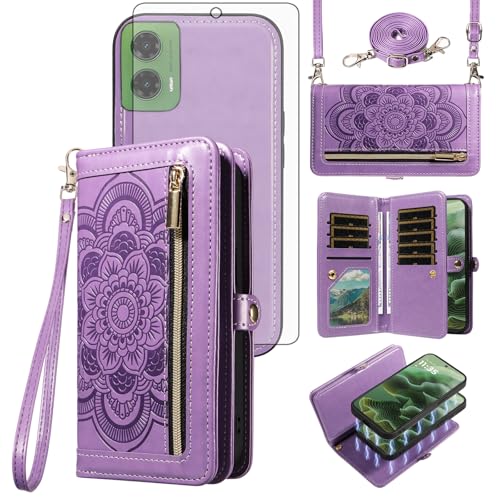 Coque Motorola Moto G35 5G antichoc avec protège-écran verre trempé et fermeture éclair