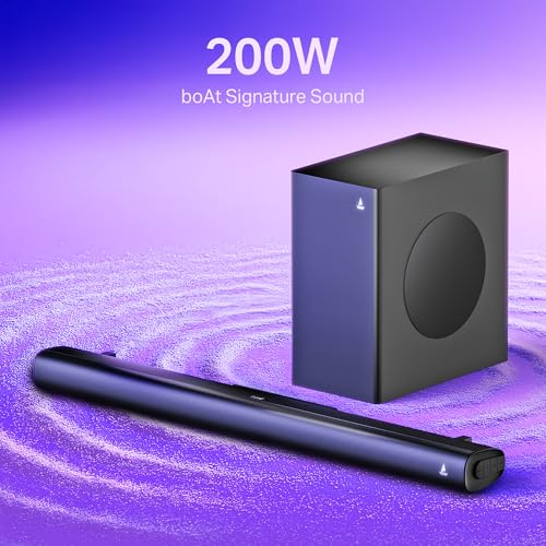 Boat Aavante 2.1 2000, 200W, EQ Modes, Multi Compatibility, Premium Design, Remote Control, v5.4 Bluetooth Sound bar, Home Theatre Soundbar Speaker(Premium Black) view 2
