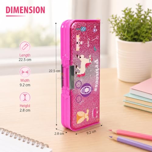 Image of WISHKEY Pencil Box for Kids, Pencil Case for Girls & Boys, Unicorn Glitter Stationery Box with Multiple Compartments, Pen & Pencil Holder, Built-in Sharpener, School Supplies Organizer Multicolor