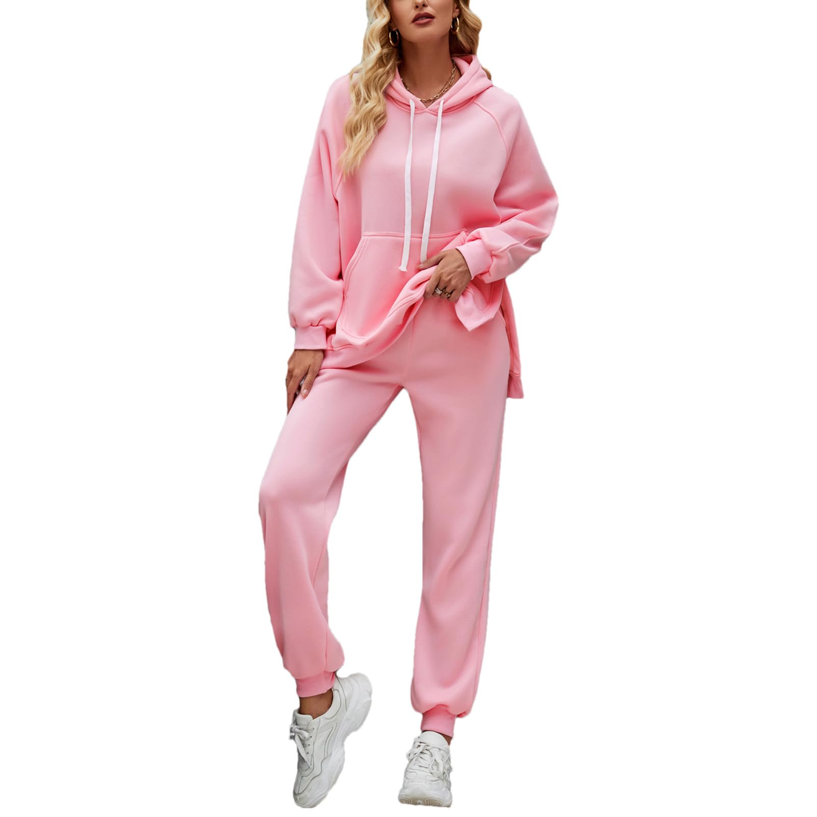 Momuk Completi Insiemi di Tute e Felpe per Donne 2 Pezzi Top con Cappuccio Felpa a Maniche lunghe con Pantaloni Cargo Set Tuta con Cappuccio