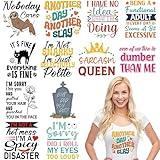 EoBeCy 12 Sheets Funny Iron on Transfers for T-Shirts, Sarcastic Quotes DTF Transfers Ready to Press Heat Transfers Vinyl, Humorous Iron on Patches Decals for Clothes Bag Pillow Covers DIY Crafts