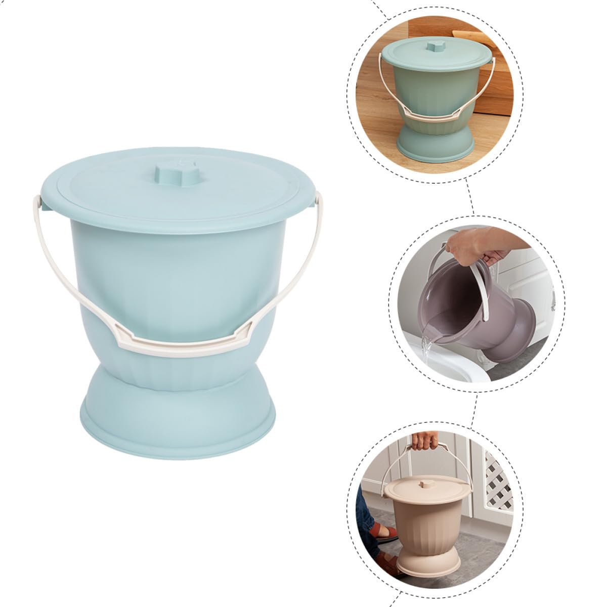 Cabilock Pentola da notte con coperchio vasino per bambini anziani adulti ciotola per rigurgito colore casuale unisex toilette per viaggi auto casa letto ospedale notte