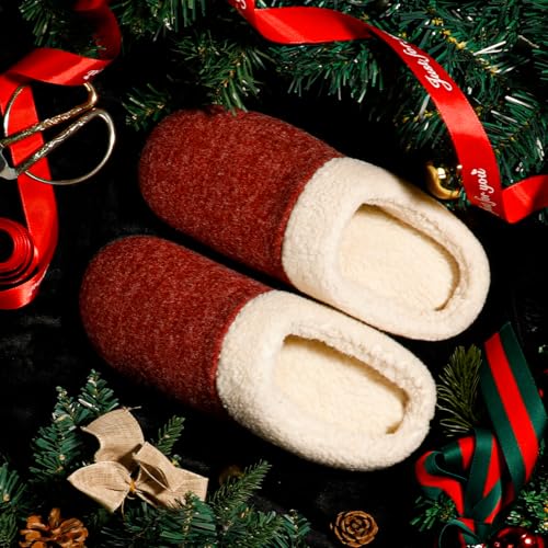 Image of Wishcotton Fuzzy Women's Slippers, Warm House Shoes | Soft, Cozy, Memory Foam, Non-Slip, Slip-on, Closed Toe, for Indoor Outdoor Bedroom, Gifts for Women Mom