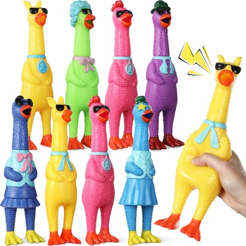 8 piezas de Juguetes de Goma Pollito Chillon para Perros 11 pulg.