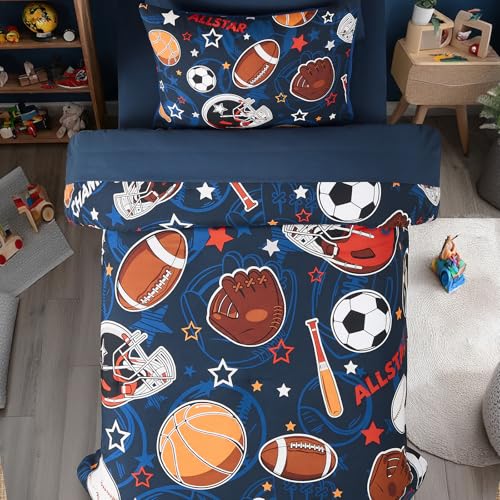 Twin Comforter Set for Boys-5 Pieces Sports Ball Games Glow in The Dark Twin Bedding Sets for Kids, Ultra Soft Bed in A Bag with Sheets