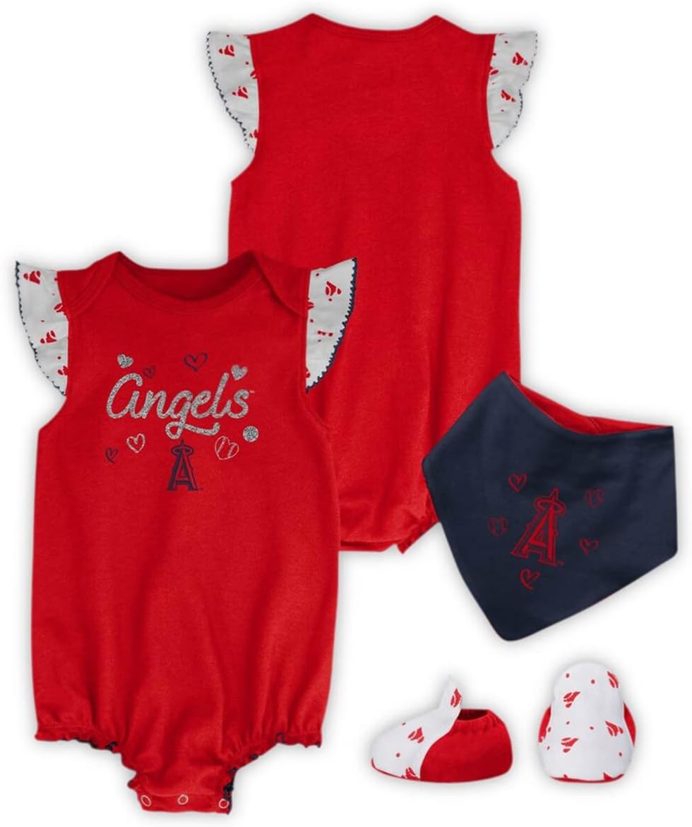 Outerstuff MLB Girls Newborn & Infants 0-24 Months Home Plate 3 Piece Onesie Creeper Bodysuit Romper, Bib & Booties Set : Sports & Outdoors