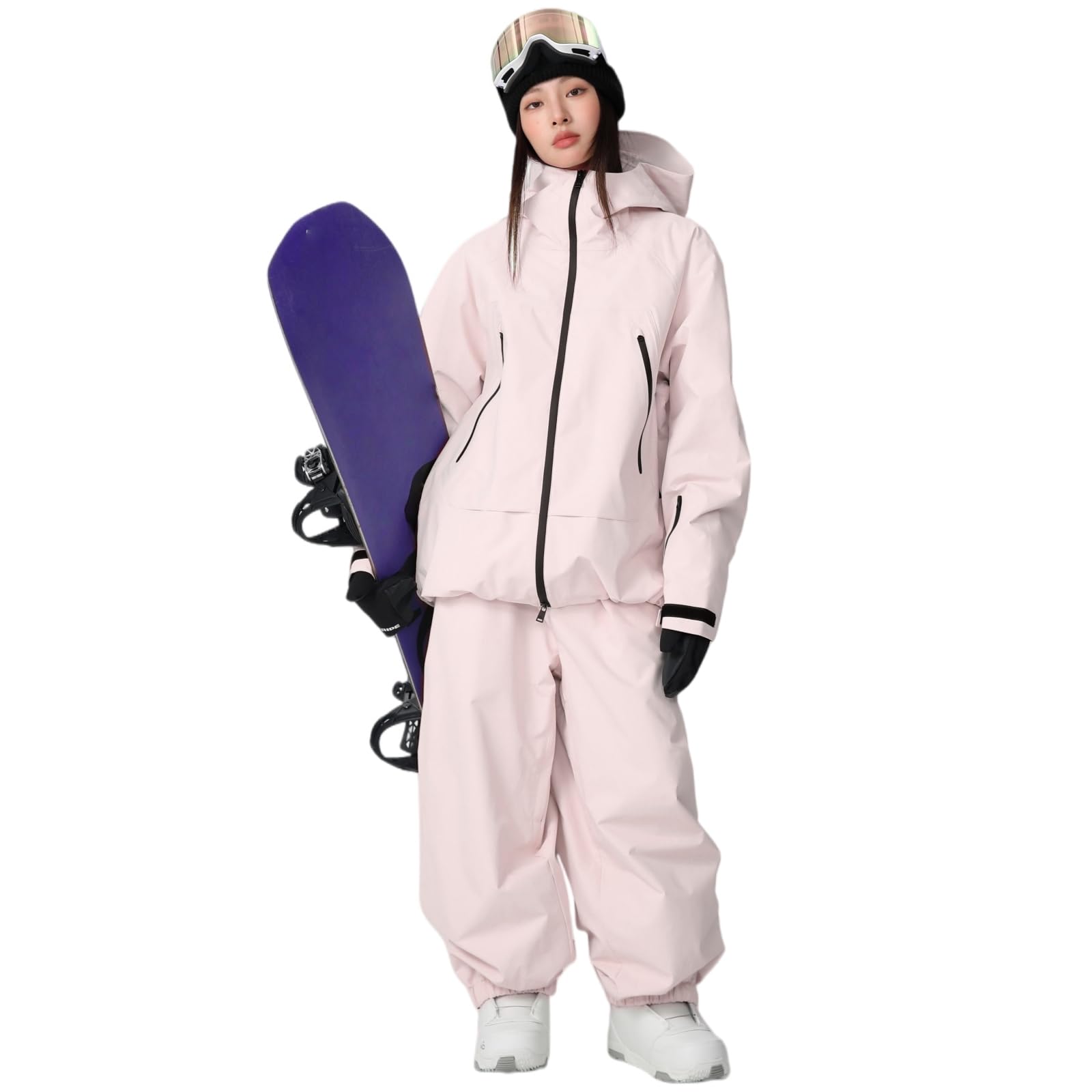 Combinaison de ski pour homme et femme - 2 pièces - Colonne d'eau - Veste de neige respirante - Bretelles coupe-vent - Pantalon de neige pour le ski et le snowboard