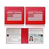 Ziciner Car Registration Insurance Holder, 2Pack Essential Auto Card Document Glove Box Organizer with Touch Fastener, Vehicle Interior Accessories Perfect for Most Car, Truck, SUV (Red/White Flag)