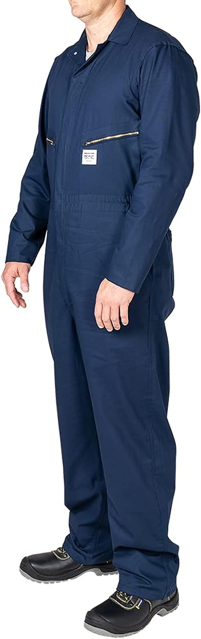Durable and Breathable Long Sleeve Cotton Coveralls for Men with Elastic Waistband for Industrial Workers