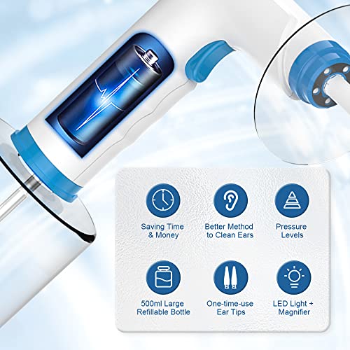 Ohrenschmalz Entferner, Elektrische Ohrenreinigungsset, 4 Reinigungsmodus Einstellungen, Wiederaufladbarer Ohrenreiniger, Sicherer, Effektiver Ohrenreiniger, Mit 9+1 Ohr Tipps und Wasser Fang Becken