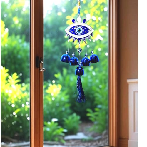 Image of Decorative Wind Chime for Home | Wooden House with Bells Colourful Beads | Positive Energy Balcony Living Room Hall Garden Home Decor (MK- WH)
