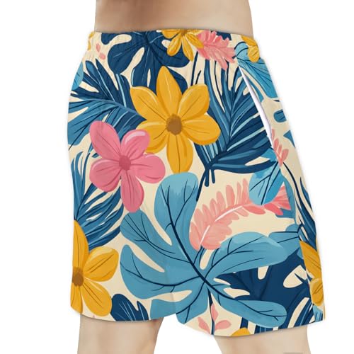 Men's Swim Trunks Size S Fresh Flower with Mesh Lining Soft Breathable Quick Dry Beach Shorts3