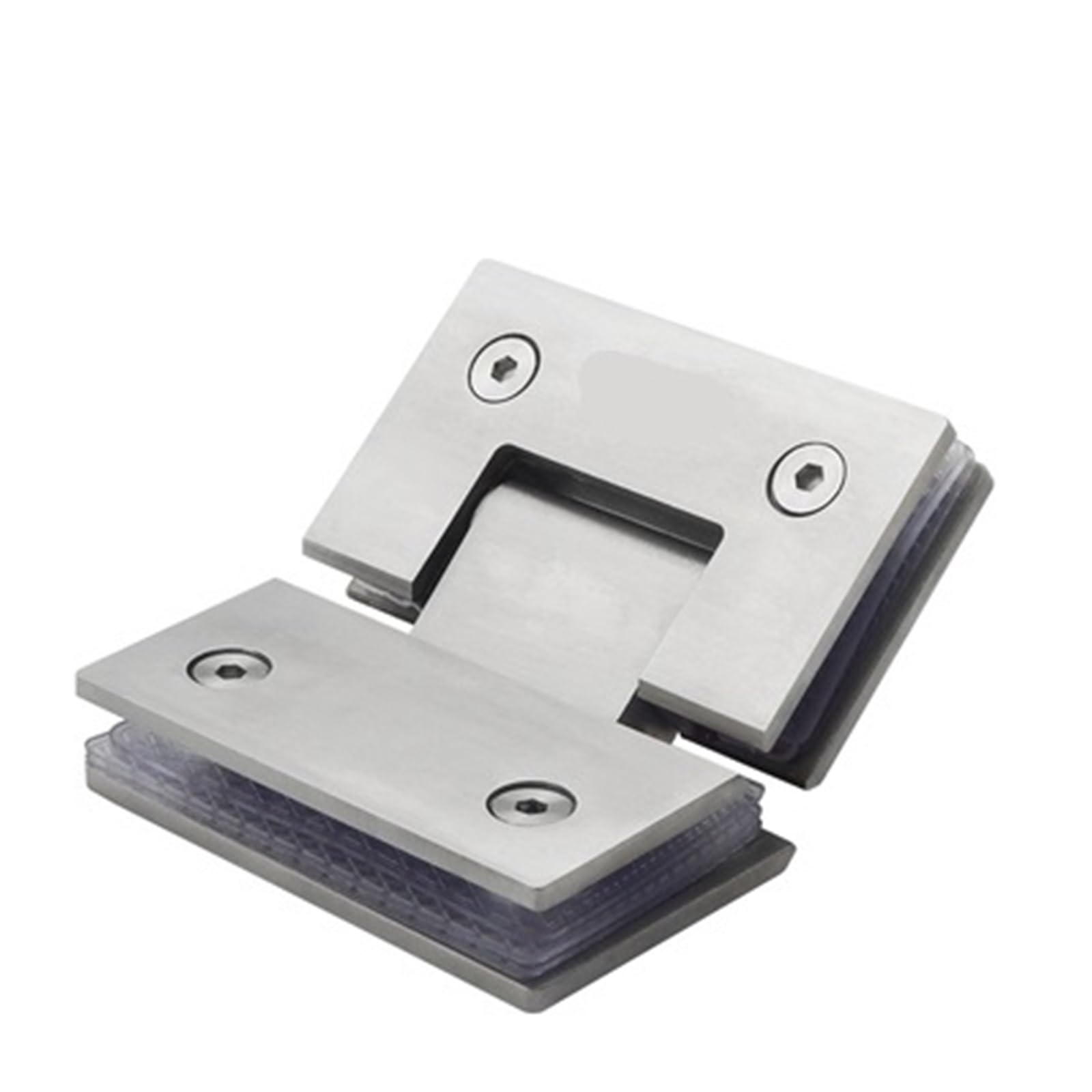 Hinges, Frameless Glass Nickel Brush Door Hinge 90 Degrees of Bathroom Clamp(Silver Ss 135)
