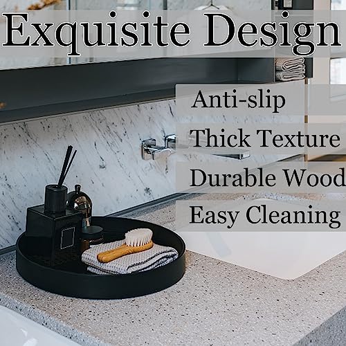 Bathroom Vanity Tray Wood Tray - For Counter Wood Small Bathroom Decorative Tray, Dresser Top Perfume Tray For Home Decoration 9.5 Inch(Black) #TOP3