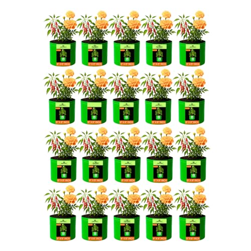 Image of Kingwell grow bags 9x9 inches pack of 20 Grow Bag For Terrace Garden Leafy Vegetable Plant Grow Bags Fruits Growing Containers For terrace Gardening