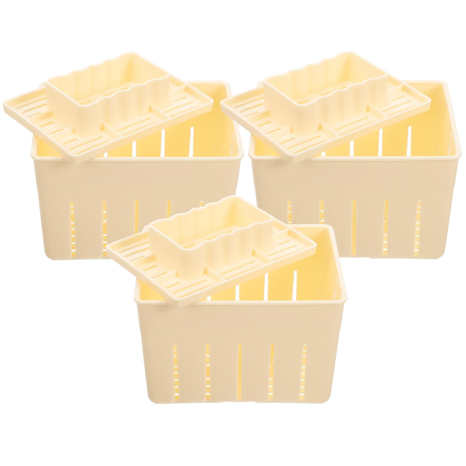 MAGICLULU 3 Stück Käse Machen Tofu Presse aus Kunststoff mit Deckel Praktisches Pressewerkzeug für Hausgemachten Käse und Tofu mit Glatten Innenflächen