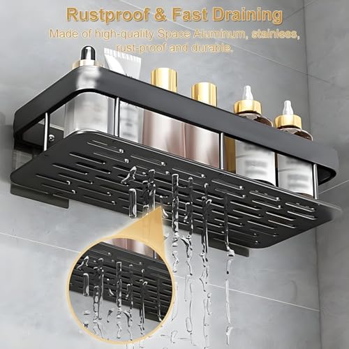 Image of BENAVJI Drill Free Corner Shelf for Bathroom Wall Bathroom Organizer Without Drill Kitchen Rack Pack of 2
