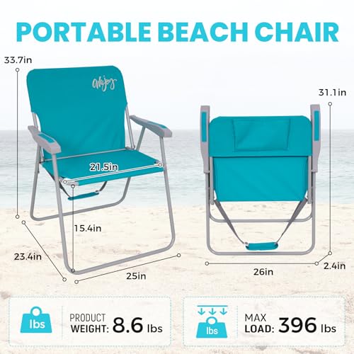 WEJOY Silla de Playa Plegable para Adultos, Respaldo Alto, Ligera para Camping y Jardín miniatura 2