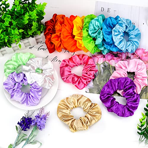 Eaone 15Pcs Led Hair Scrunchies For Women, Light Up Satin Scrunchy Hair Ties For Girls. Elastic Hair Bands Glow In The Dark Halloween Party Favor Hair Accessories For Glowing Neon Party, 3 Light Modes #TOP5