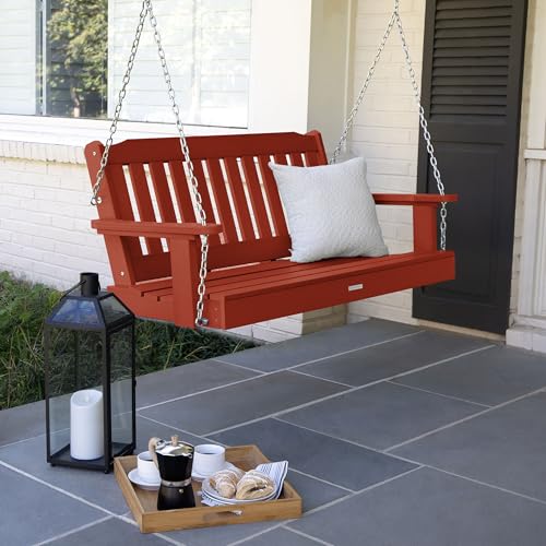 Image of Highwood Lehigh Porch Swing, 4 Feet, Rustic Red