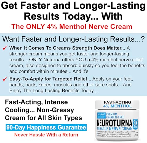 Neuropathy Nerve Relief Cream - Premium Nerve Cream 3X Action for Targeted Relief and Soothing Nerve Comfort - Maximum Strength with 4% Menthol Arnica MSM for Feet Hands Legs Toes & Back - Large 4 Oz - Image 4