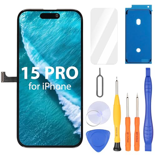 Ayake for iPhone 15 Pro Screen Replacement 6.1 inch FHD LCD Display and Touch Digitizer Screen True Tone Programmable Face ID Remains (for A2848 A3101 A3102 A3104)