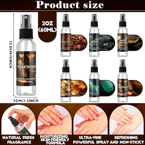 Image of 6 Pcs Hydrating Hand Sanitizer Spray Scented Hand Sanitizer Spray | Travel Size2 Fl oz Pocket Bottle for Men Adult Coworker Friend Office Car Travel Father's Day Dad Gifts