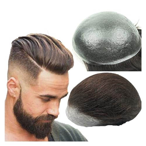 Prothèse de cheveux humains pour masquer la calvitie masculine avec toupet en PU