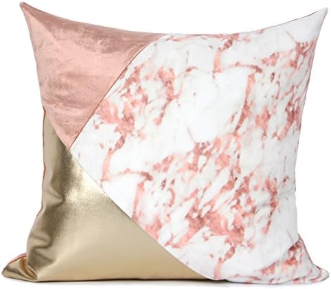 Miss Lapin Pink Gold and Pink Marbel Three Color Pillow Cover 18"X18"