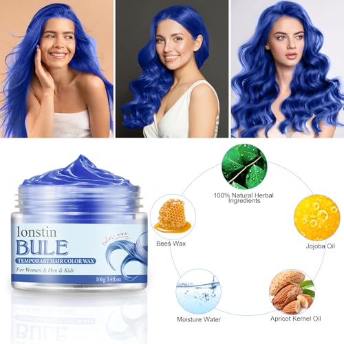 Tinte temporal azul para niños, cera para cabello lavable miniatura 4