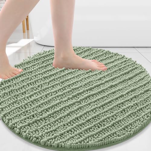 Image of Arotive Round Bathroom Rugs 24x24, Extra Soft Thick Absorbent Shaggy Chenille Bath Rugs, Machine Wash Dry, Bath Mats for Bathroom Floor, Tub and Shower, Home Decor Accessories, Sage Green