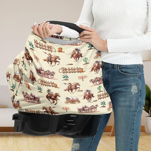 Image of Baby Carseat Cover Western Horse Nursing Cover Daisy Carseat Covers Baby Nursing Cover Toddler Boy Girls Breastfeeding Canopy Infant Stroller Cover Car Seat Canopy