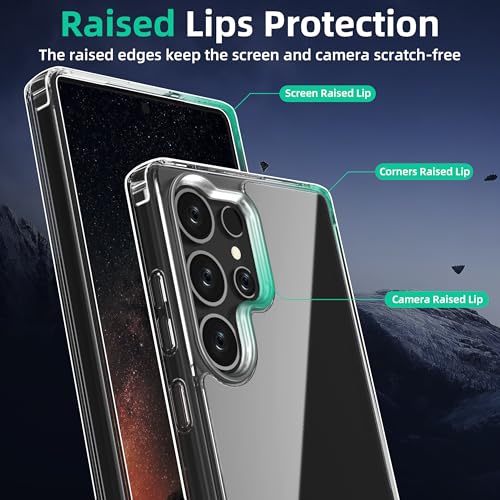 Image of ONES for Samsung Galaxy S23 Ultra Slim Case Clear, [PC + TPU Hybrid][Military-Grade Drop Protection][Anti-Yellowing][ Anti-Slip ], Shockproof Silicone Hard Cover, Scratch Resistant, Transparent Case