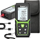 Huepar Laser Entfernungsmesser 50M mit Li-Ion-Akku, mit LCD Hintergrundbeleuchtung M/In/Ft mit Mehreren Messmodi wie Pythagoras/Abstand/Fläche/Volumen Messungen, Verwendung in Innenräumen LM50A