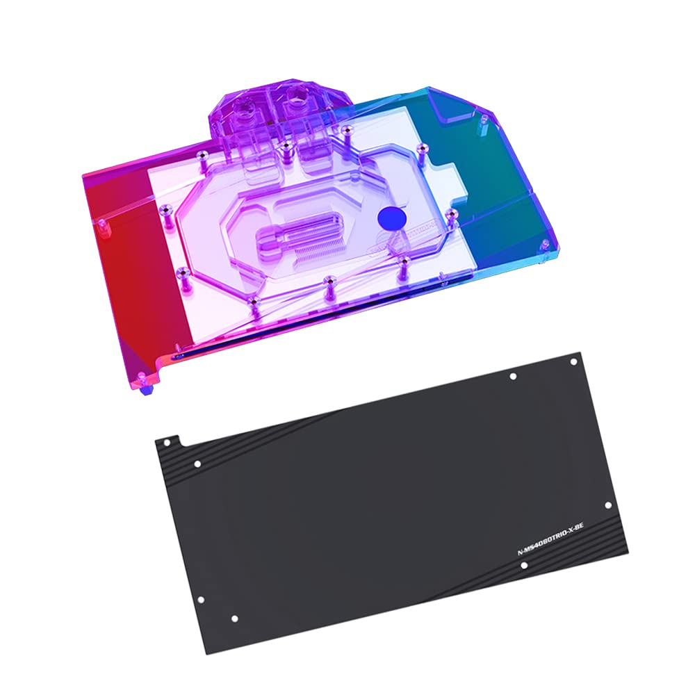 Bykski Copper GPU Water Cooling Block GPU Waterblock Graphics Card Water Cooling Block for MSI GeForce RTX 4070 Ti Gaming Trio 12G (5V ARGB RBW Aura Effect LED Lights GPU Block with Backplate)