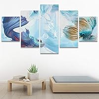 SIGNWIN 5 Panel Canvas Wall Art Modern Art Dramatic Fish Jellyfish Marine Life Multicolor Nautical Photography for Home Decorations Ready to Hang - 60
