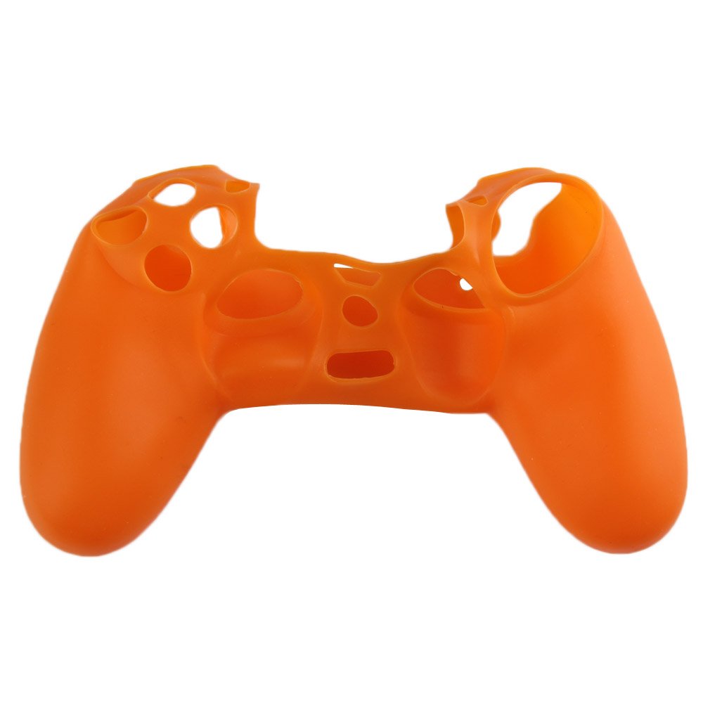 Vktech Silicone Rubber Soft Case Skin Cover for PS4 Controller Grip Handle (Orange)