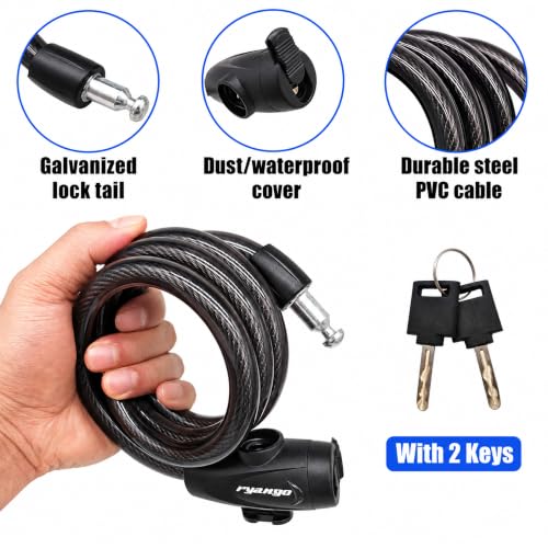 RYANGO Bike Lock, Bike Locks Heavy Duty Anti Theft, Bicycle Lock Cable with Mounting Bracket and 2 Keys, Bicycle Locks for Road Bike Mountain Bike Scooters by RYANGO - Used condition - Image 4