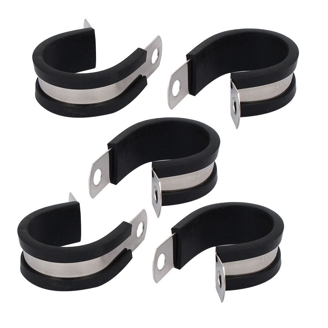 Tool parts 26mm Dia EPDM Rubber Lined P Clips Cable Hose Pipe Clamps Holder 5pcs