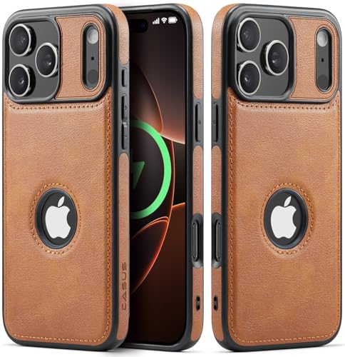 Casus Magnetic Leather Case for iPhone 17 Pro Max, MagSafe Compatible, Business Classic Style, Shockproof Slim Fit Protective Cover for Men & Women, Brown, 6.9” (2025)