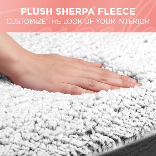Carbella Plush Sherpa Fleece Car Seat Cover, 1 Piece Gray Seat Cover for Cars with Soft Cushioned Touch, Cute Automotive Interior Protector for Trucks Van SUV, Car Accessories for Women by Carbella - Image 4
