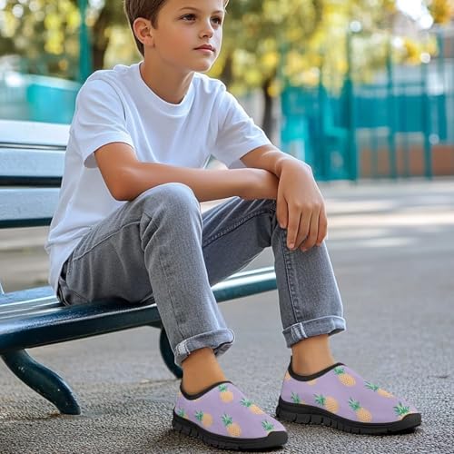 Tropical Pineapple Kids Running Shoes Low-Cut Polyester Fabric Sneakers for Boys and Girls Casual Tennis Shoes Breathable Laceless Wide Shoes3