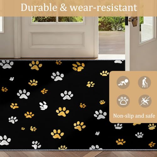 Grand carpet lavable en machine 120 x 180 cm antidérapant noir