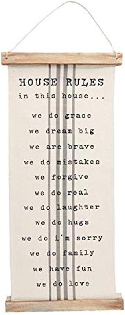 Mud Pie Rules Fabric Hanger, 47" x 24"