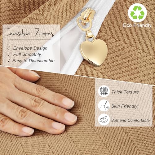Image of ZWJD Camel Pillow Covers 20x20 Set of 2 Chenille Throw Pillow Covers with Elegant Design Soft and Luxurious Decorative Throw Pillows for Couch, Bed, and Home Decor
