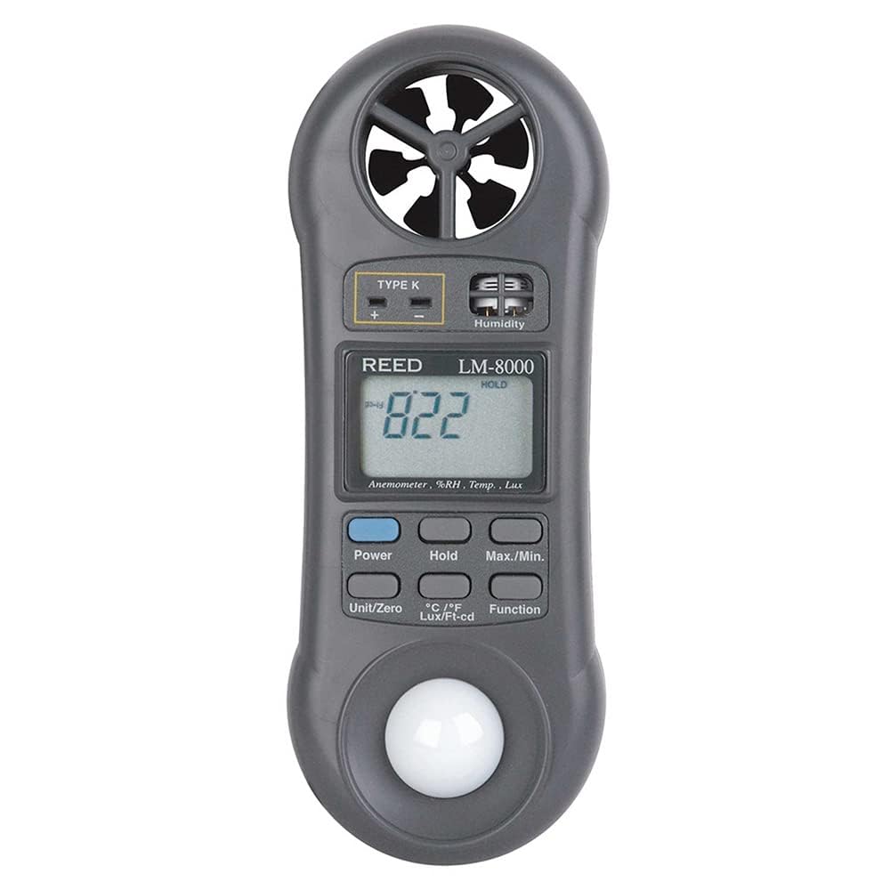 Medidor digital de calidad del aire 4 en 1: anemómetro, higrómetro, termómetro y fotómetro | LM-8000A | para flujo de aire y climatización