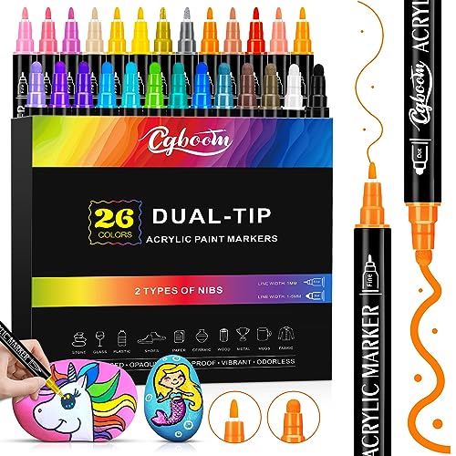 Fantastory Acrylstifte Für Steine - 26 Farben, Wasserfest, Doppelseitig