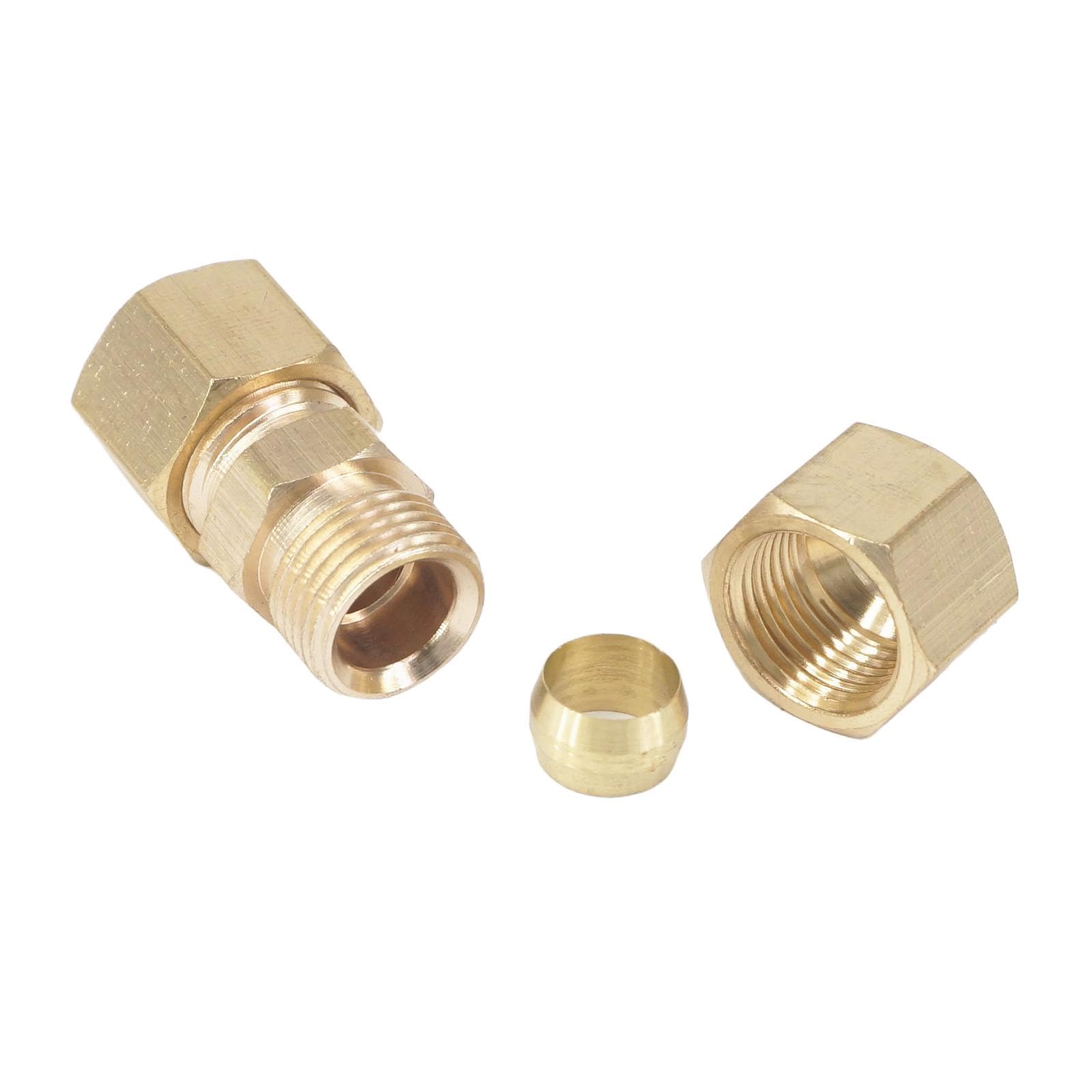 Compression Fitting Fit 3/8" - 1/2" Tube O.D Straight Equal Hex Reducer Brass Pipe Connector